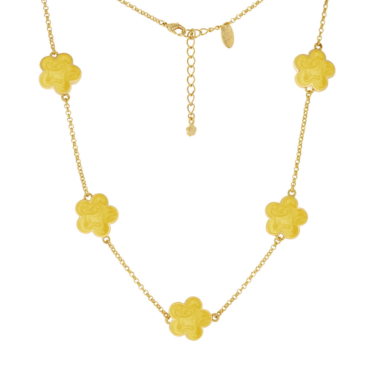Daisy Love Necklace — Flower Collar gold-tone chain with yellow enamel daisies by Lauren G Adams on Tampa Home & Garden Store
