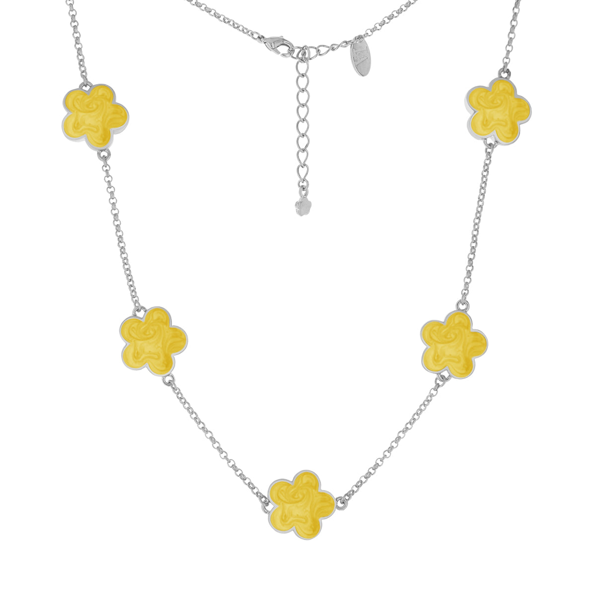 Daisy Love Necklace Flower Collar by Lauren G Adams silver chain with five yellow enamel daisies on Tampa Home & Garden Store