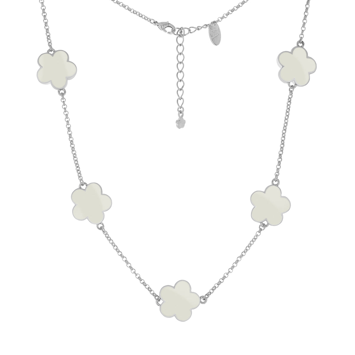 Daisy Love Necklace by Lauren G Adams - flower collar with white enamel clover blossoms on Tampa Home & Garden Store