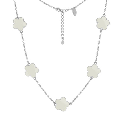 Daisy Love Necklace by Lauren G Adams - flower collar with white enamel clover blossoms on Tampa Home & Garden Store