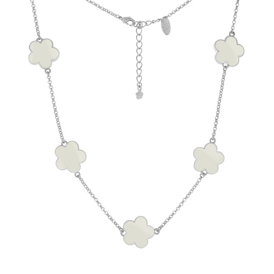 Daisy Love Necklace by Lauren G Adams - flower collar with white enamel clover blossoms on Tampa Home & Garden Store