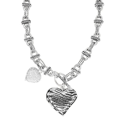 Heart Necklace by Lauren G Adams, silver-toned holiday necklace with textured heart pendant on Tampa Home & Garden Store