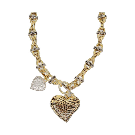 Heart Necklace by Lauren G Adams featuring gold rope-link chain with pavé heart pendant on Tampa Home & Garden Store