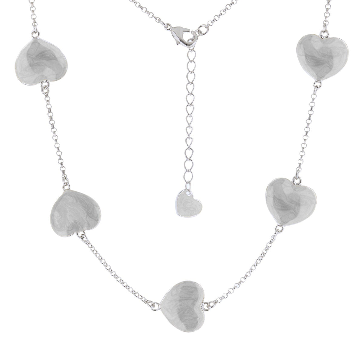 Lots of Love Necklace, short Lauren G Adams necklace with marbled gray hearts on silver chain on Tampa Home & Garden Store