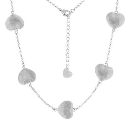 Lots of Love Necklace, short Lauren G Adams necklace with marbled gray hearts on silver chain on Tampa Home & Garden Store