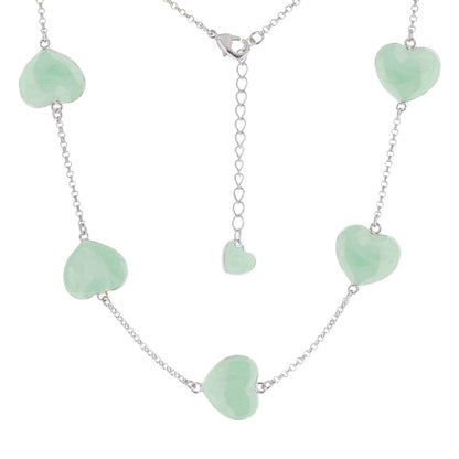 Lots of Love short necklace with mint green heart charms on silver chain extender Lauren G Adams on Tampa Home & Garden Store