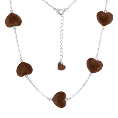 Lots of Love Necklace short silver chain with six brown marbled heart charms by Lauren G Adams Necklaces on Tampa Home & Garden Store