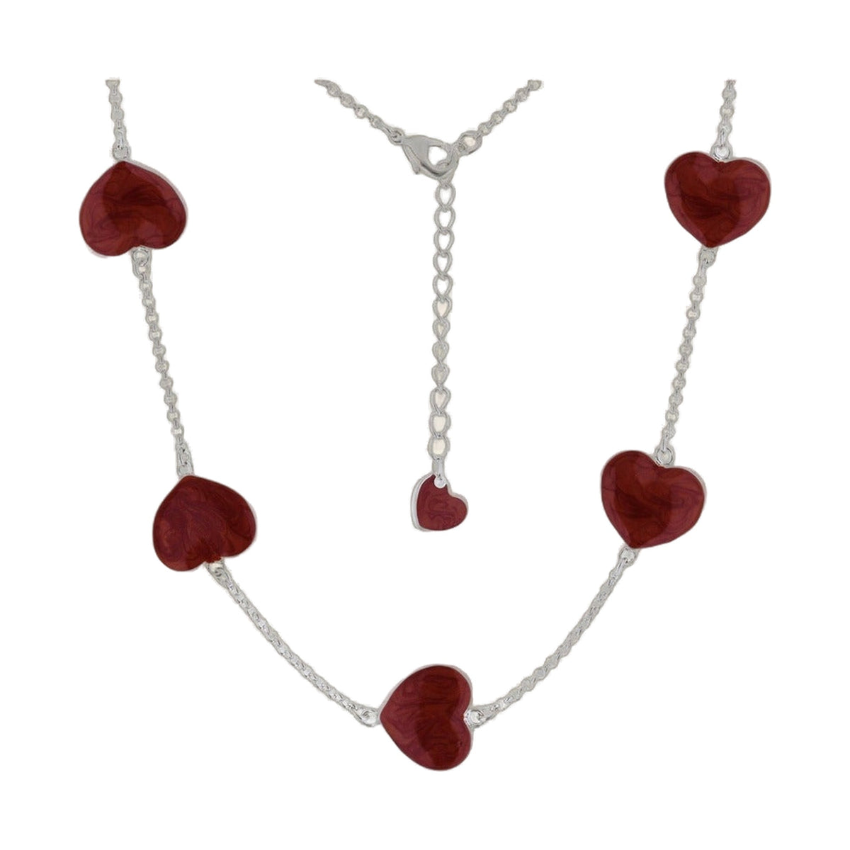 Lots of Love Necklace red heart beads on a silver chain with adjustable extender Lauren G Adams on Tampa Home & Garden Store