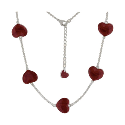 Lots of Love Necklace by Lauren G Adams, red heart charms on a silver chain short necklace on Tampa Home & Garden Store