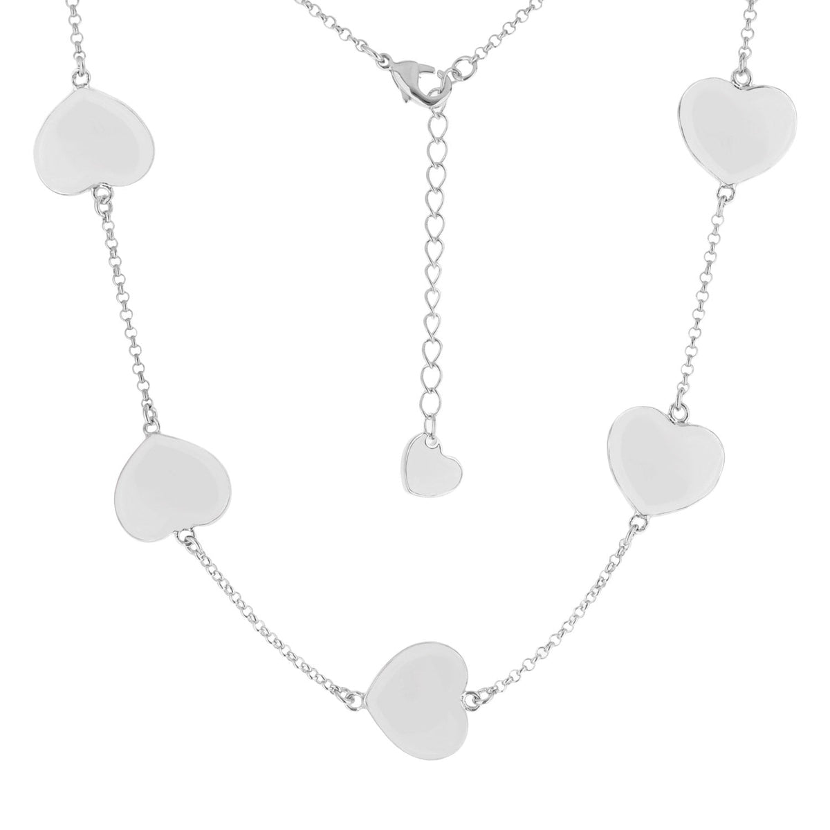Lots of Love Necklace by Lauren G Adams, short silver necklace with heart charms on Tampa Home & Garden Store