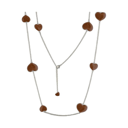 Lots of Love Necklace long necklace with brown heart charms on silver chain by Lauren G Adams on Tampa Home & Garden Store