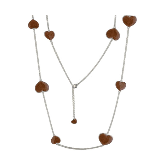 Lots of Love long necklace with brown heart pendants on silver chains by Lauren G Adams on Tampa Home & Garden Store