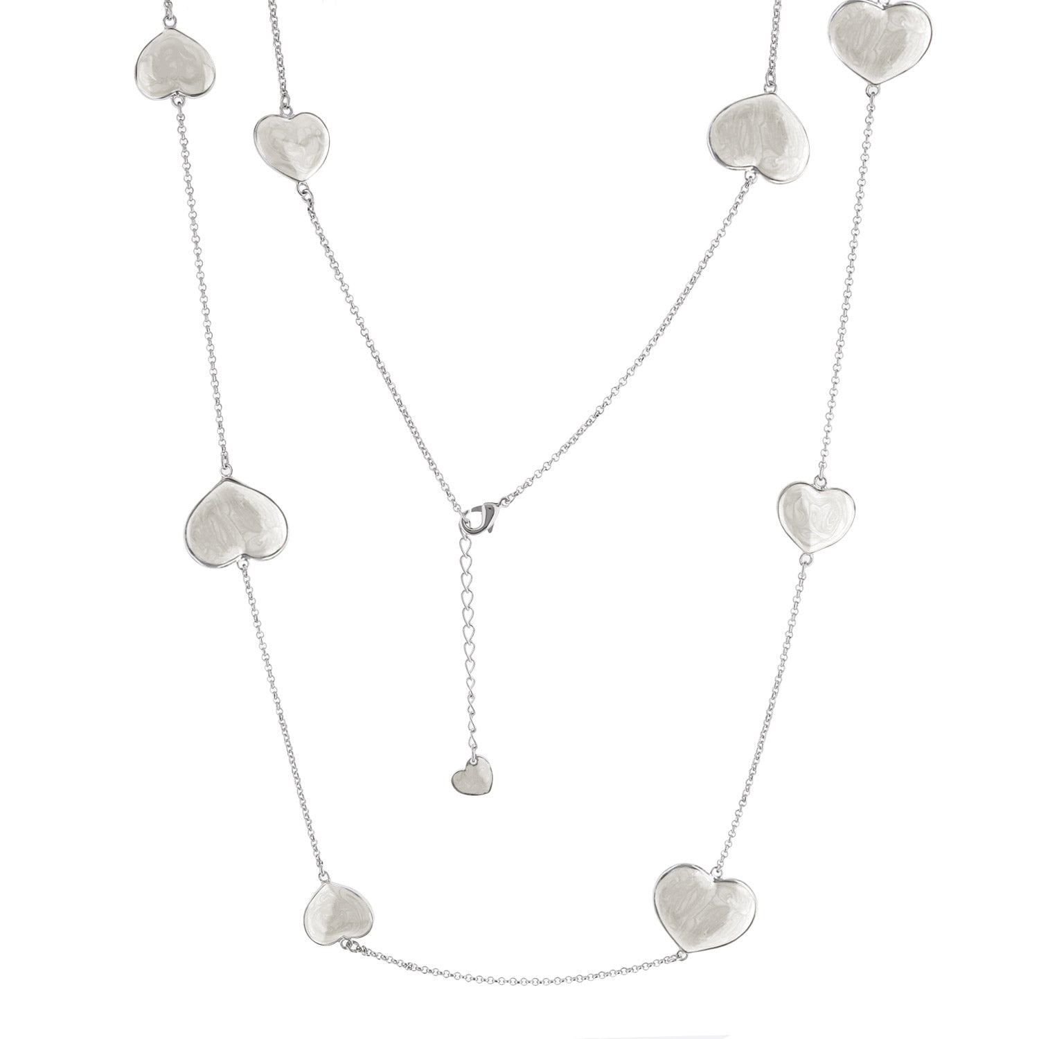 Lots of Love Necklace, silver-toned chain with hammered heart charms, Lauren G Adams Necklaces on Tampa Home & Garden Store