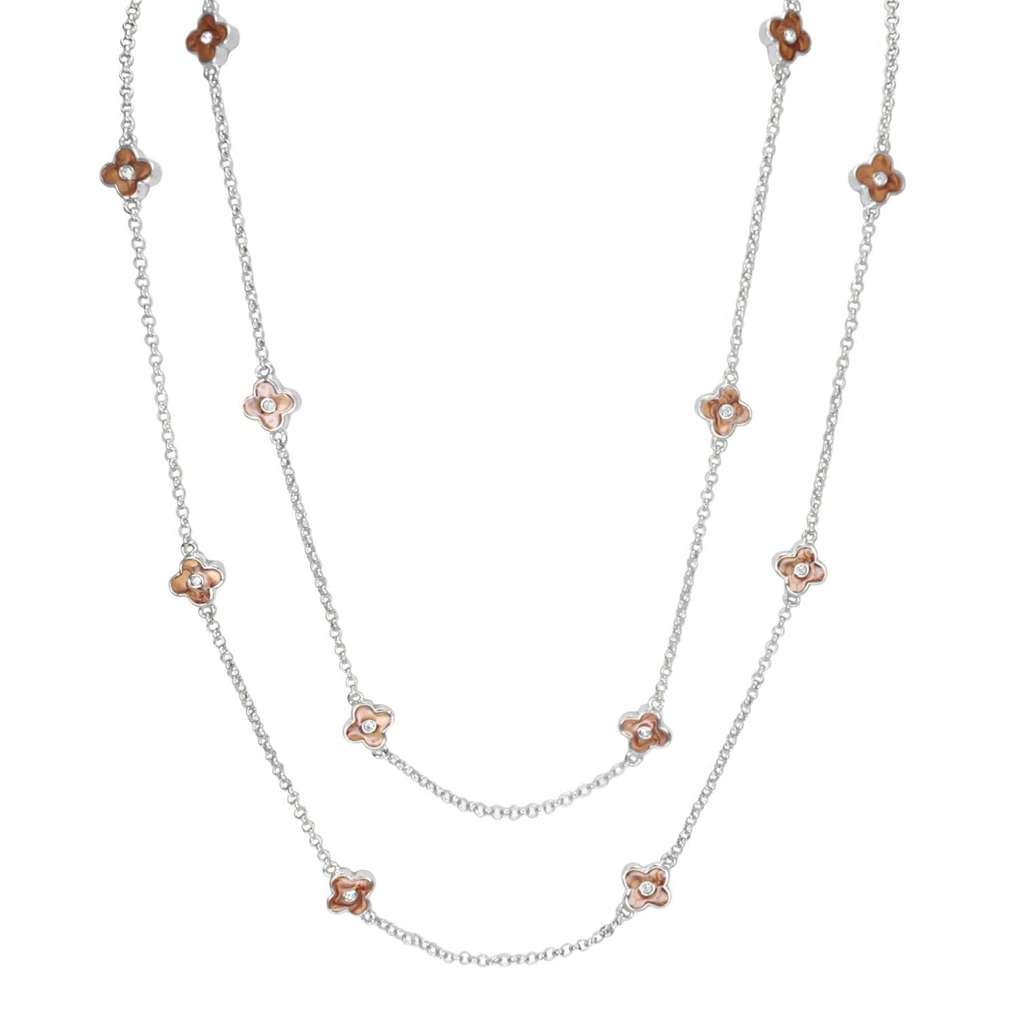 Daisy Love Necklace by Lauren G Adams — silver chain, orange flower charms and crystal centers on Tampa Home & Garden Store