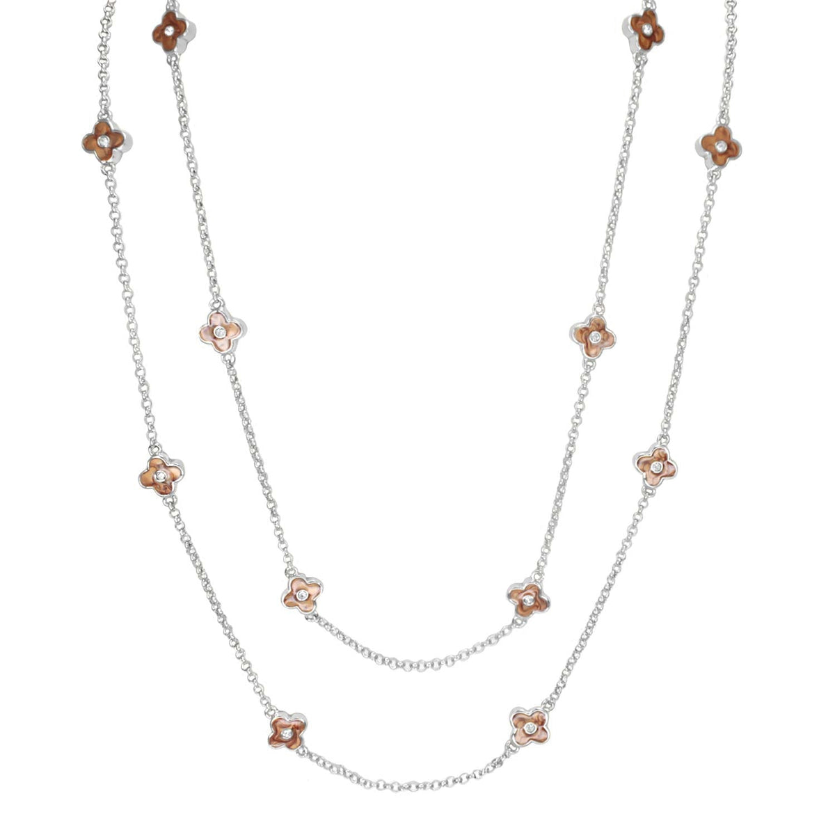 Daisy Love Necklace by Lauren G Adams — silver chain, orange flower charms and crystal centers on Tampa Home & Garden Store