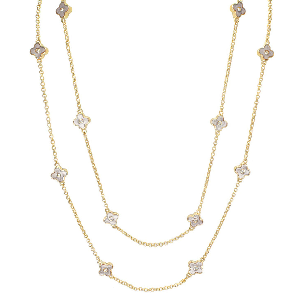 Daisy Love Necklace 48-inch gold chain with framed flower charms by Lauren G Adams on Tampa Home & Garden Store