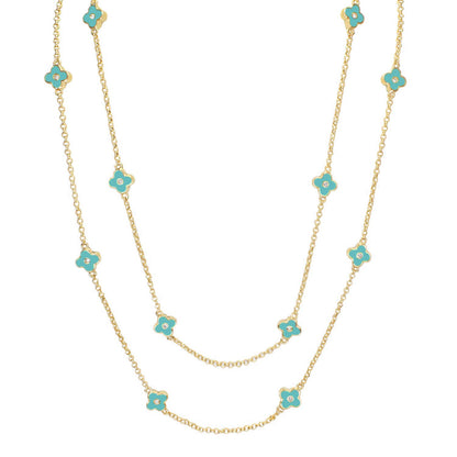 Daisy Love Necklace 48-inch turquoise flower charms on gold chain by Lauren G Adams on Tampa Home & Garden Store