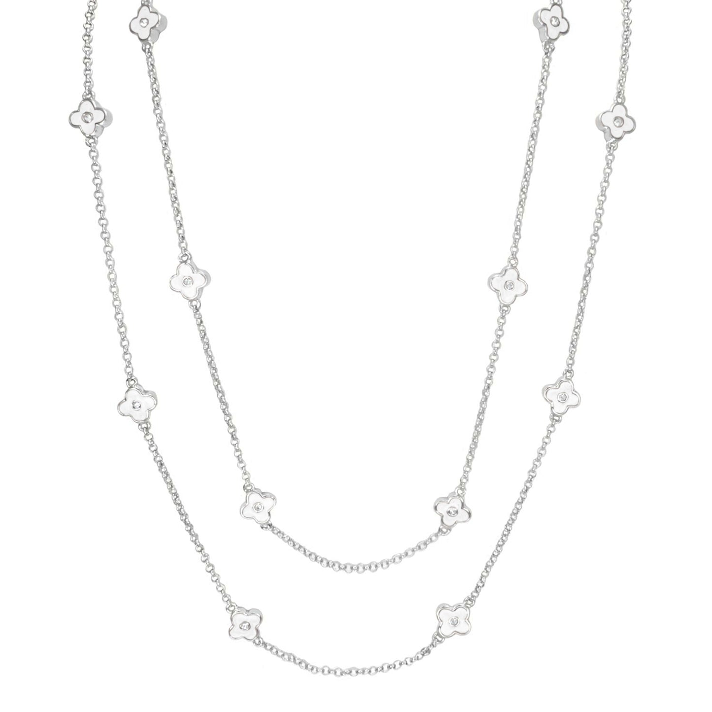 Daisy Love Necklace — 48-Inch Flower by Lauren G Adams, silver-tone chain with flower charms on Tampa Home & Garden Store