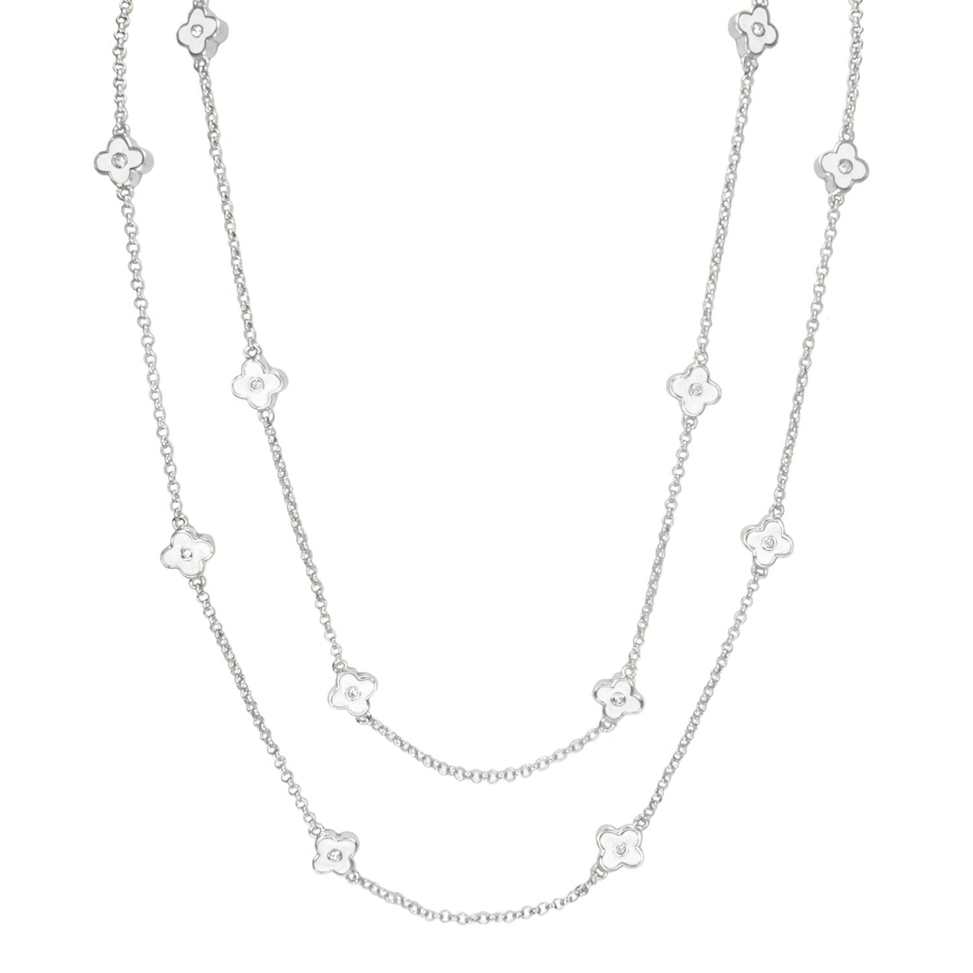 Daisy Love Necklace — 48-Inch Flower by Lauren G Adams, silver-tone chain with flower charms on Tampa Home & Garden Store