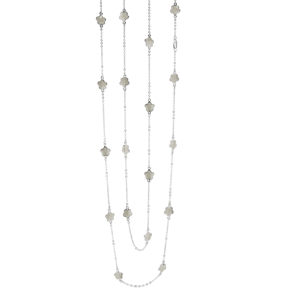 Lauren G Adams Daisy Love Necklace 48-inch beaded flower, silver-tone, multi-strand necklace on Tampa Home & Garden Store
