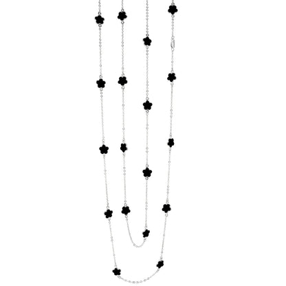 Daisy Love Necklace, 48-inch beaded strands in silver with black charms by Lauren G Adams on Tampa Home & Garden Store