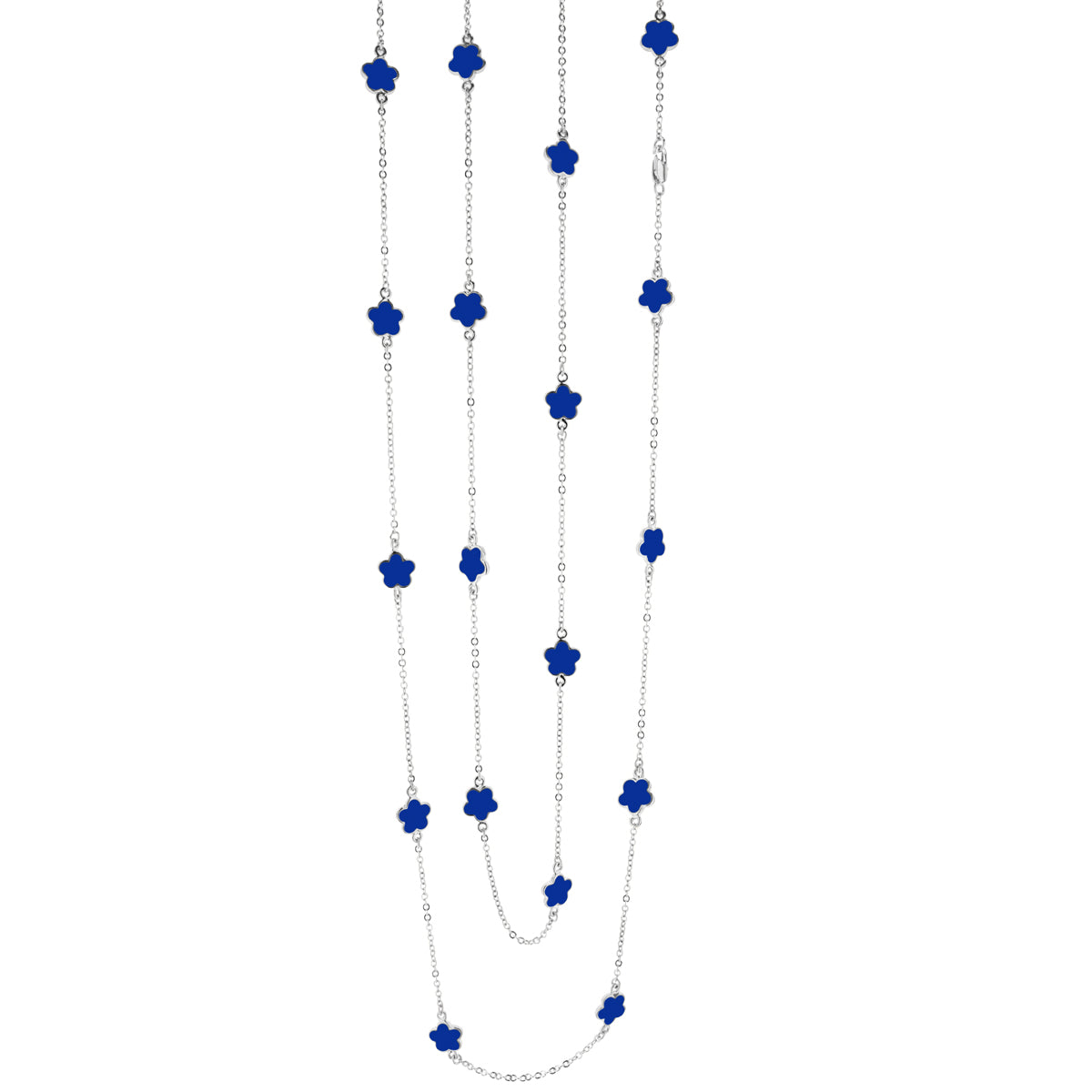 Daisy Love Necklace by Lauren G Adams, 48-inch beaded necklace with blue flower charms on Tampa Home & Garden Store