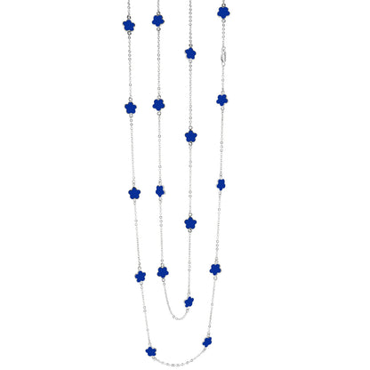 Daisy Love Necklace by Lauren G Adams, 48-inch beaded necklace with blue flower charms on Tampa Home & Garden Store