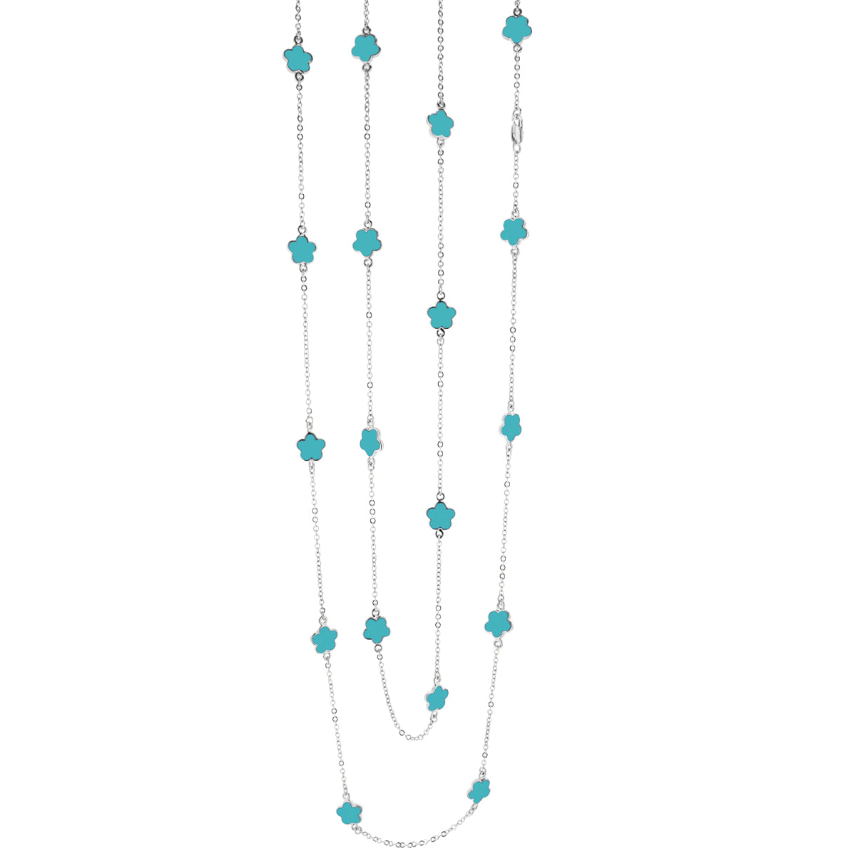 Daisy Love Necklace by Lauren G Adams, 48-inch beaded flower chain with turquoise flowers on Tampa Home & Garden Store