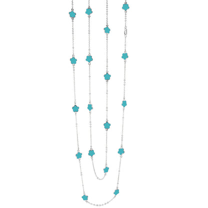 Daisy Love Necklace by Lauren G Adams, 48-inch beaded flower chain with turquoise flowers on Tampa Home & Garden Store