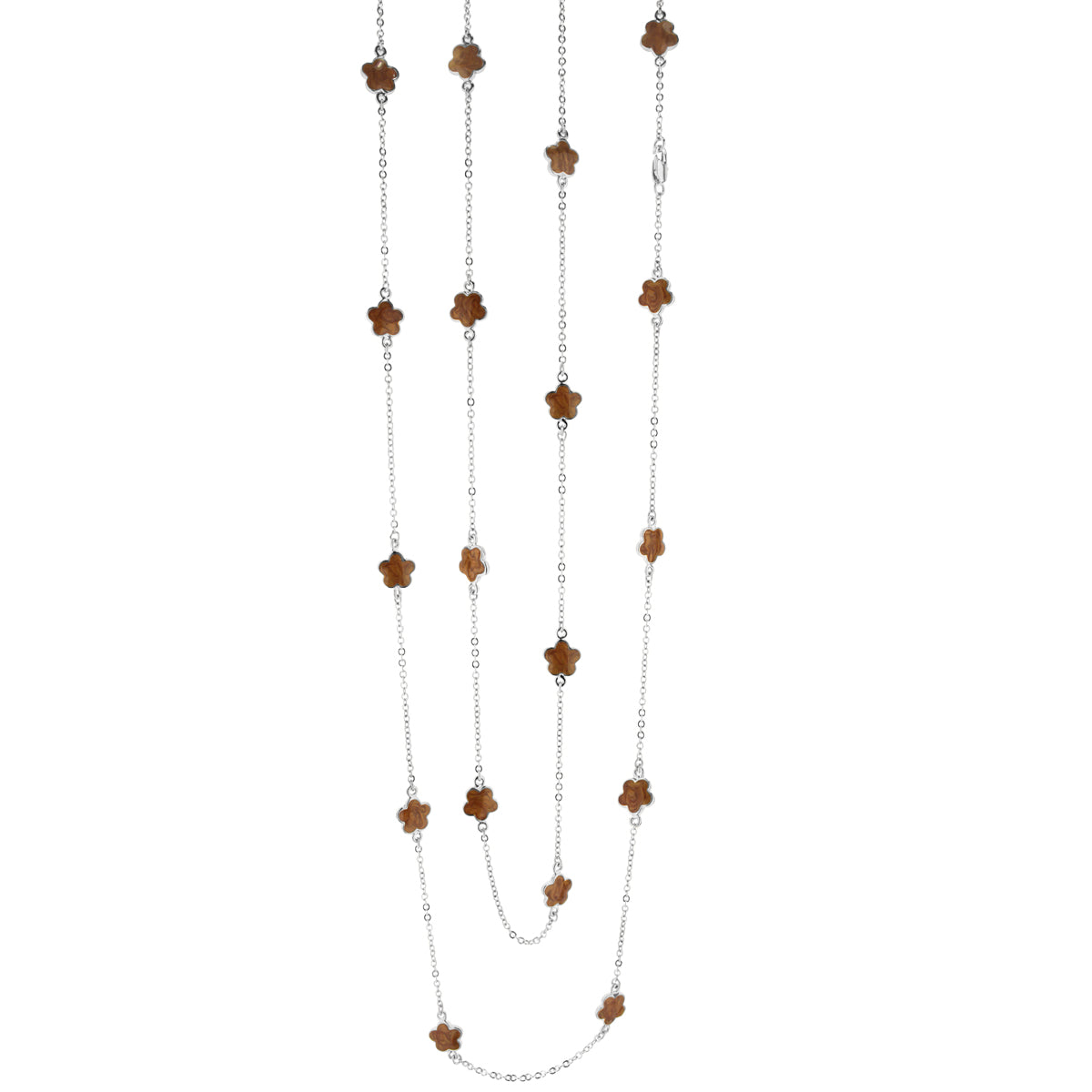 Daisy Love Necklace multi-strand silver chain with brown flower beads by Lauren G Adams on Tampa Home & Garden Store