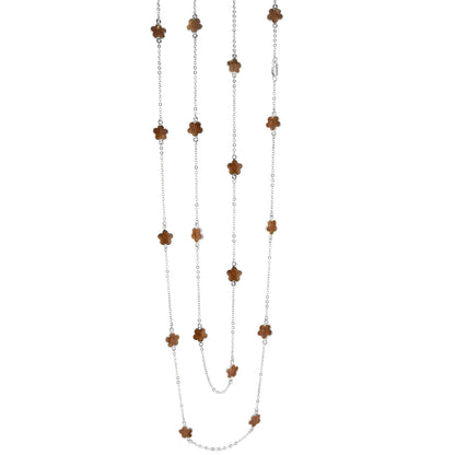 Daisy Love Necklace multi-strand silver chain with brown flower beads by Lauren G Adams on Tampa Home & Garden Store