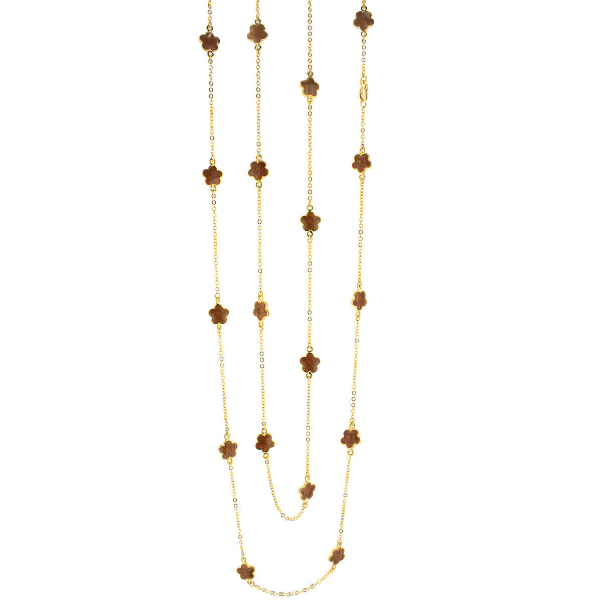 Daisy Love Necklace 48-Inch gold beaded flower strands with brown charms by Lauren G Adams on Tampa Home & Garden Store
