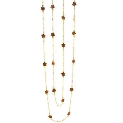 Daisy Love Necklace 48-Inch gold beaded flower strands with brown charms by Lauren G Adams on Tampa Home & Garden Store