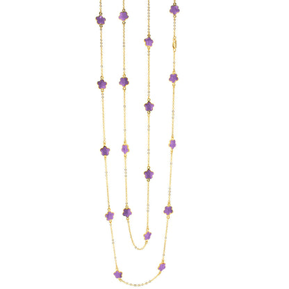 Daisy Love Necklace Lauren G Adams, 48-inch gold-tone beaded flower strands with purple flowers on Tampa Home & Garden Store