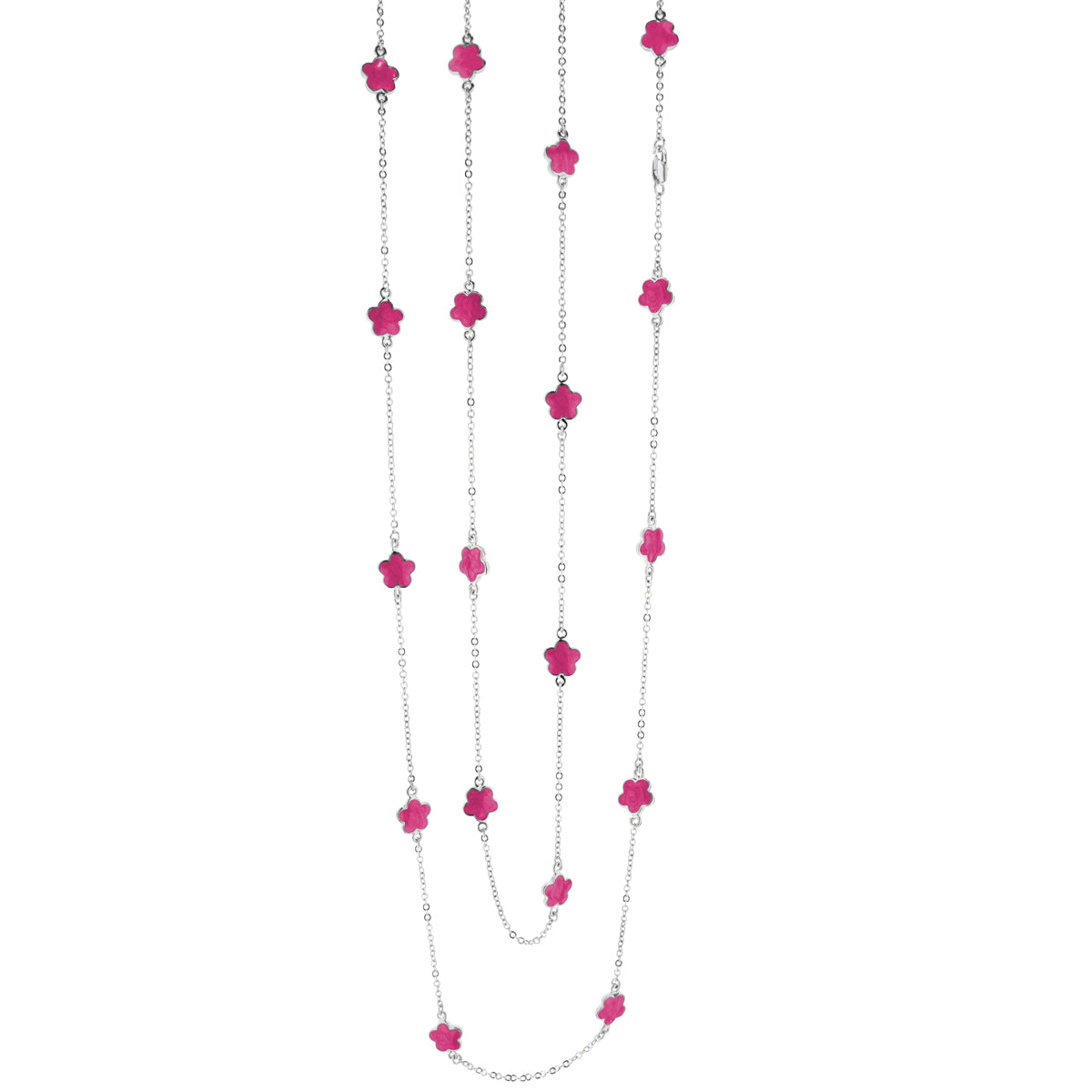 Daisy Love Necklace multi-strand beaded flower with pink daisy charms on silver chains by Lauren G Adams on Tampa Home & Garden Store