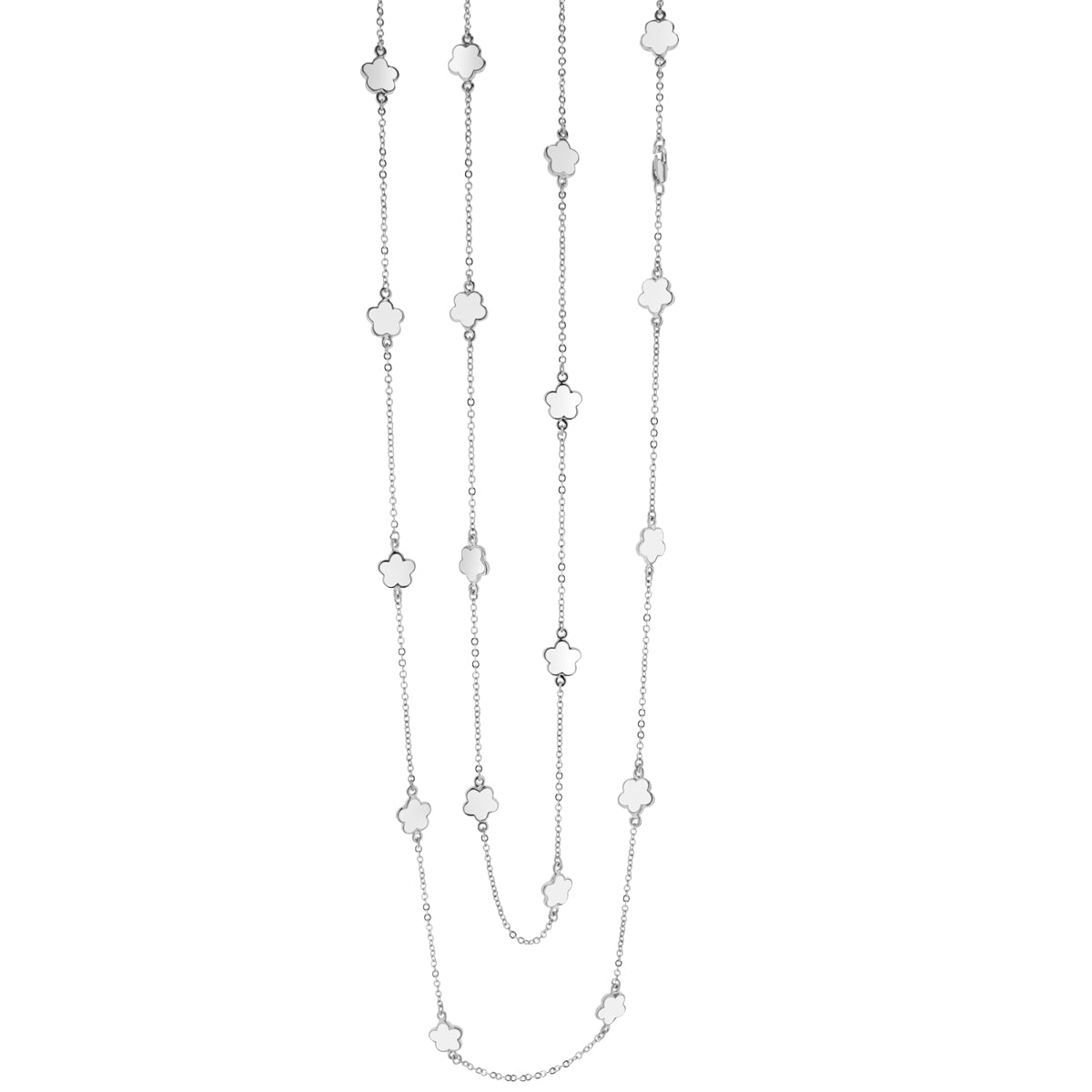 Daisy Love Necklace 48-Inch Beaded Flower multi-strand necklace with clover flower charms on Tampa Home & Garden Store