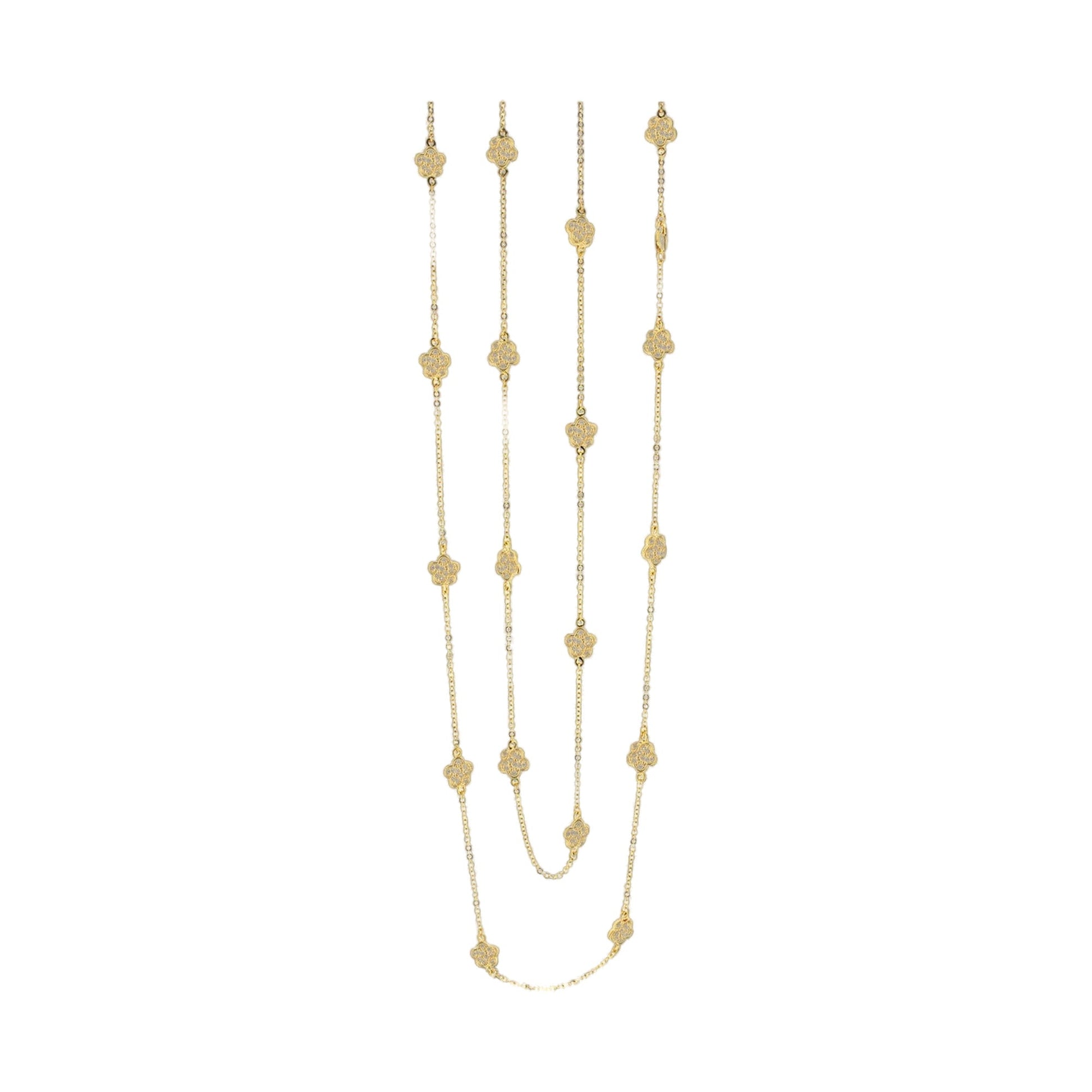 Daisy Love Necklace by Lauren G Adams, 48in gold necklace with daisy charms; five chains on Tampa Home & Garden Store