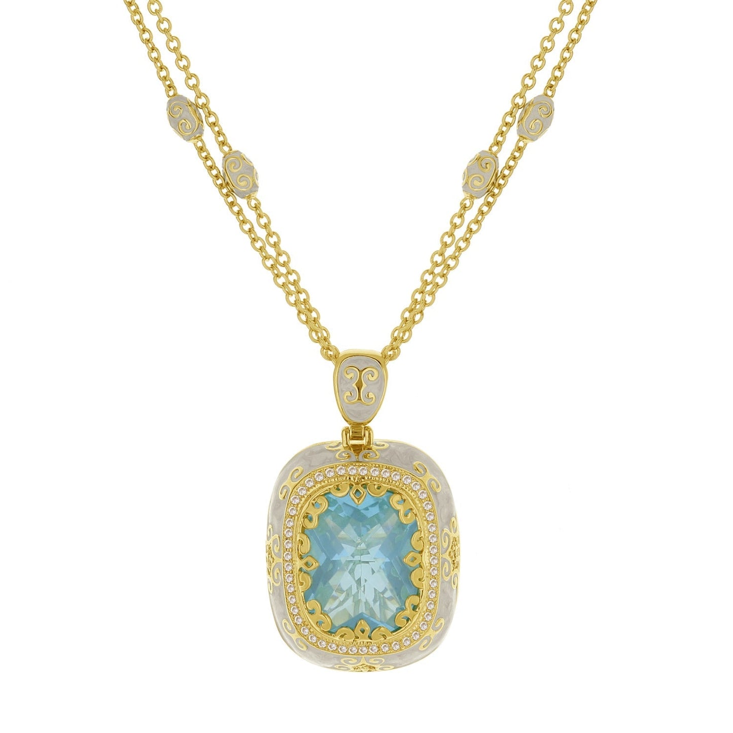 Lauren G Adams Moroccan Pendant necklace in gold tone with blue gemstone on Tampa Home & Garden Store