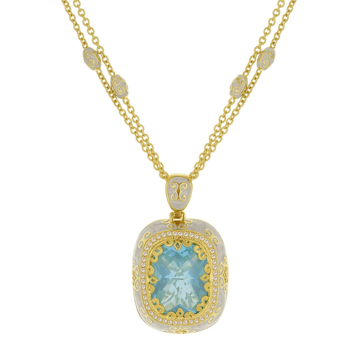 Lauren G Adams Moroccan Pendant necklace in gold tone with blue gemstone on Tampa Home & Garden Store