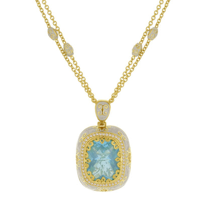 Lauren G Adams Moroccan Pendant necklace in gold tone with blue gemstone on Tampa Home & Garden Store