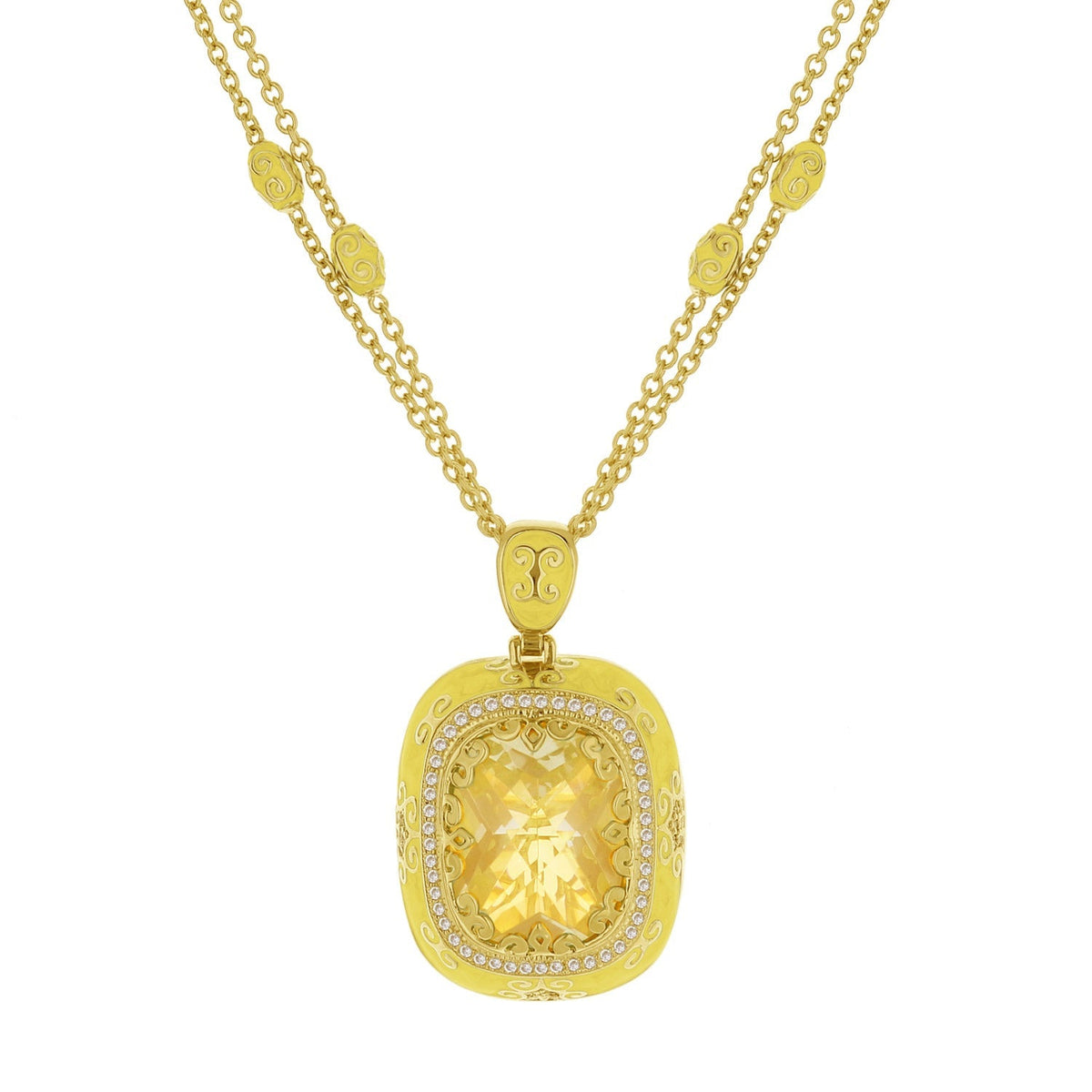 Moroccan pendant necklace in gold with filigree and crystal centerpiece by Lauren G Adams on Tampa Home & Garden Store