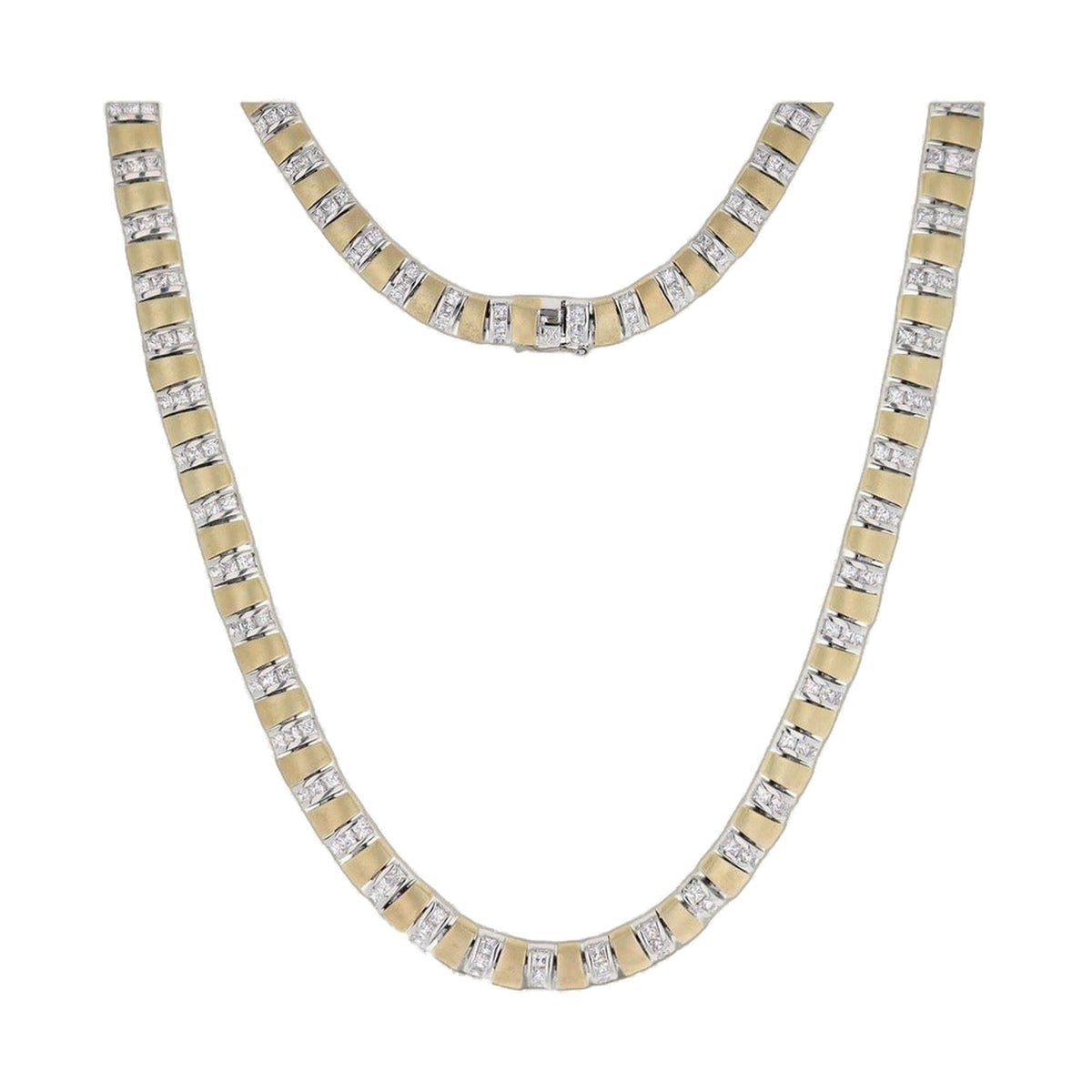 Two-Tone Bridal Necklace with gold-tone and silver-tone links and clear stones on Tampa Home & Garden Store