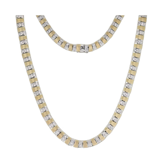 Two-Tone Bridal Necklace with gold-tone and silver-tone links and clear stones on Tampa Home & Garden Store