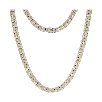 Two-Tone Bridal Necklace by Lauren G Adams, gold and silver links with inset clear stones on Tampa Home & Garden Store