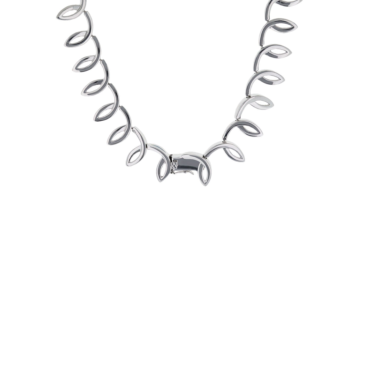 Bridal Necklace with silver-tone leaf-link chain and secure clasp on Tampa Home & Garden Store