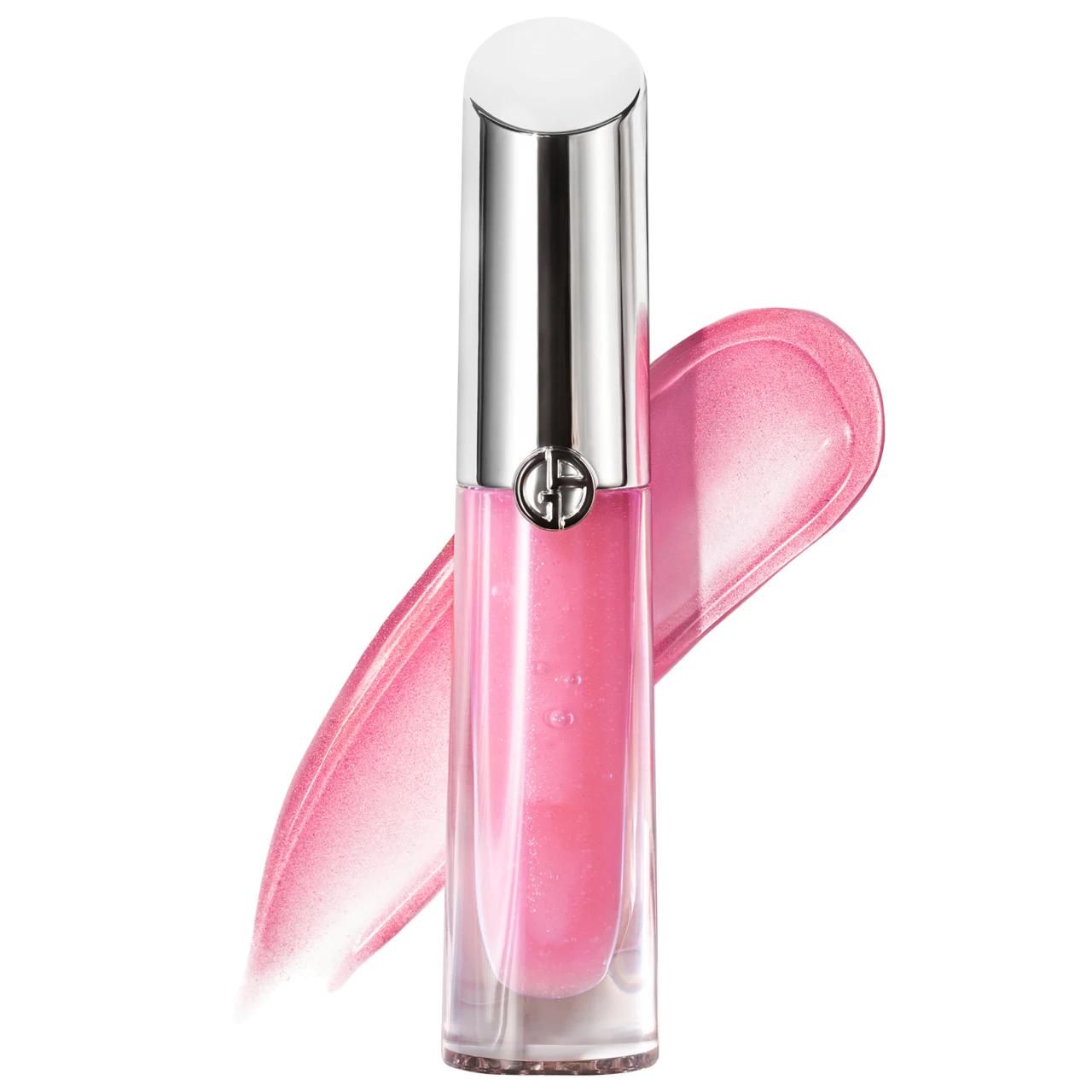 Prisma Glass Hydrating Lip Gloss with Squalane pink gloss in a glass tube with a silver cap on Tampa Home & Garden Store