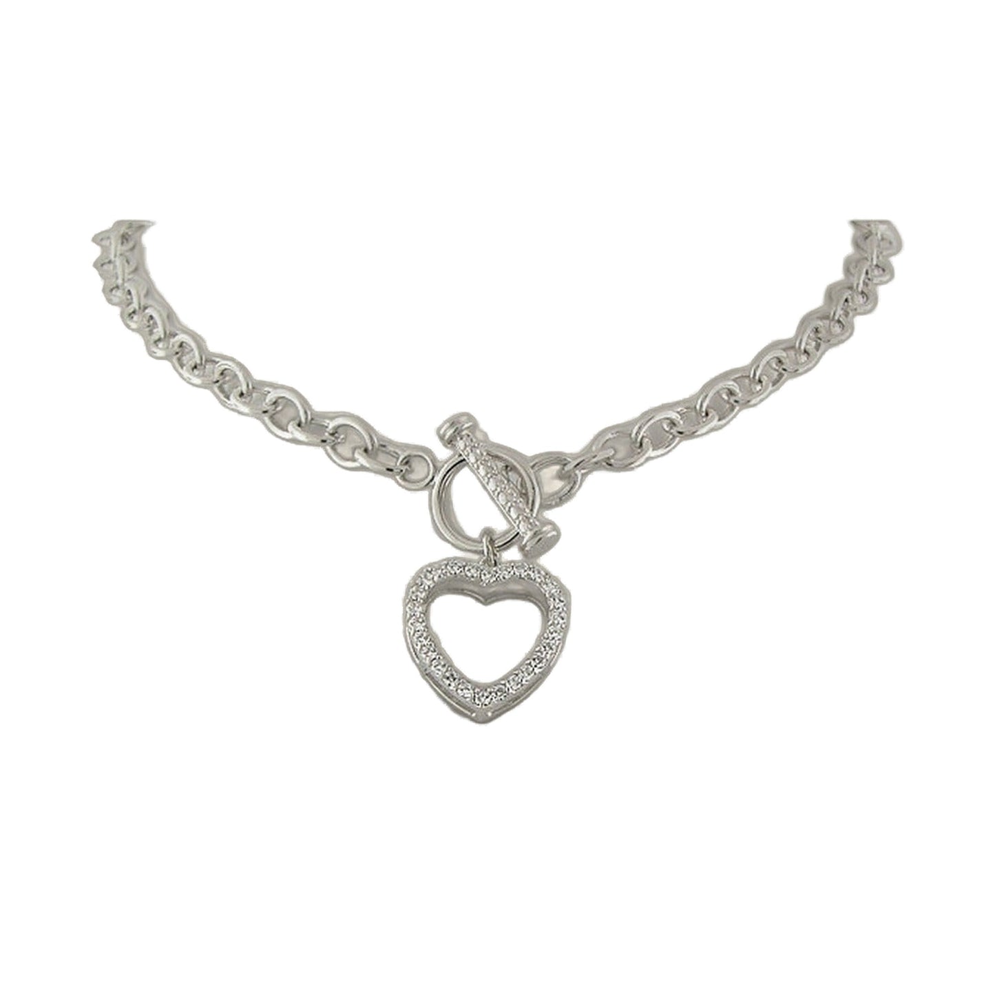Sterling silver necklace with heart pendant featuring pave border, Lauren G Adams on Tampa Home & Garden Store
