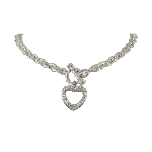 Sterling silver necklace by Lauren G Adams with heart pendant and curb chain on Tampa Home & Garden Store