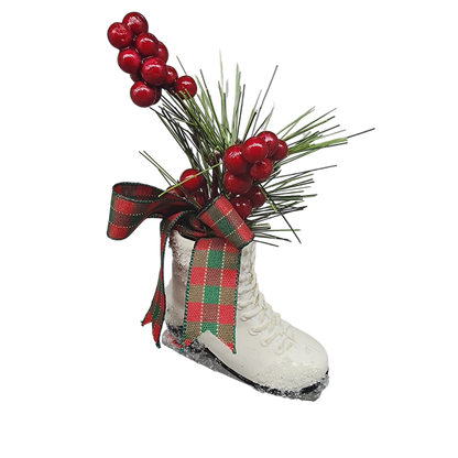 Adorno floral de patines de hielo -