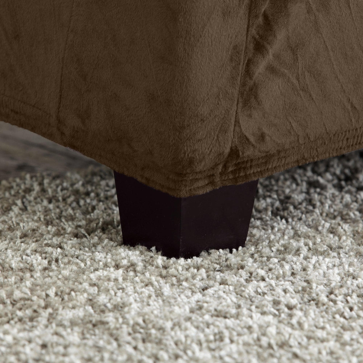 Velvet Stretch Slipcover Gale Collection brown velvet over a chair leg Great Bay Home on Tampa Home & Garden Store